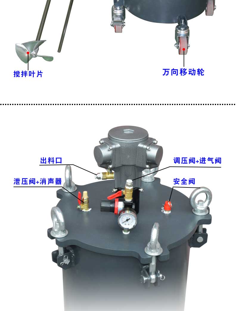 气动压力桶搅拌型更多细节