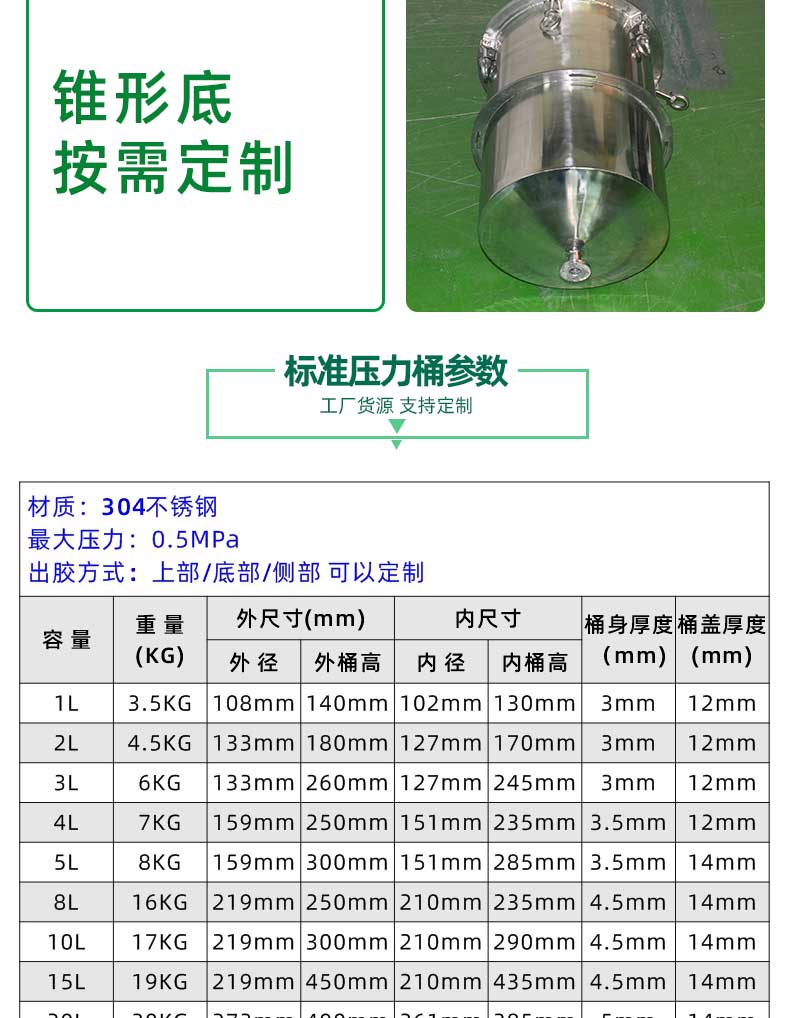 压力桶 不锈钢厂参数